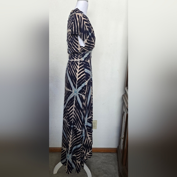 MAEVE By Anthropologie, Elegant Blue and Tan Patterned Maxi Dress.Size XS - Picture 8 of 10